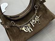 Kitlife Chloe Charms Small Hobo Bag In Olive Brown Suede Leather 28.5x18x10cm  - 4