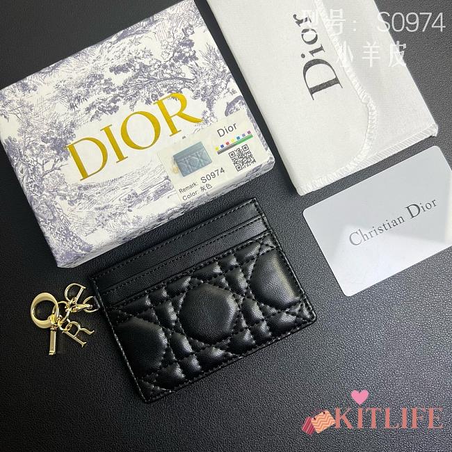 Kitlife Dior Five-Compartment Card Holder in Black Lambskin Cannage Leather 10.5x7.5x1cm - 1