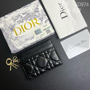 Kitlife Dior Five-Compartment Card Holder in Black Lambskin Cannage Leather 10.5x7.5x1cm