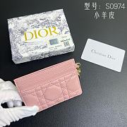 Kitlife Dior Five-Compartment Card Holder in Pink Lambskin Cannage Leather 10.5x7.5x1cm  - 2