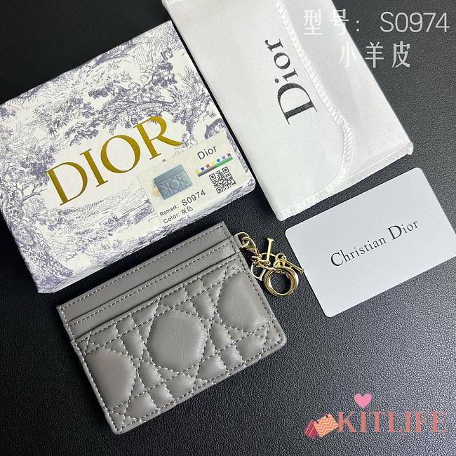 Kitlife Dior Five-Compartment Card Holder in Grey Lambskin Cannage Leather 10.5x7.5x1cm - 1