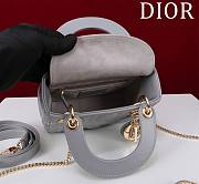 Kitlife Dior Lady Diana Grey Leather Bag M0505 17x15x7cm - 5