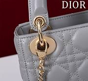 Kitlife Dior Lady Diana Grey Leather Bag M0505 17x15x7cm - 3