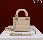 Kitlife Dior Lady Diana Beige Leather Bag M0505 17x15x7cm - 1