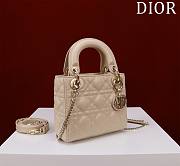Kitlife Dior Lady Diana Beige Leather Bag M0505 17x15x7cm - 5