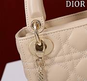 Kitlife Dior Lady Diana Beige Leather Bag M0505 17x15x7cm - 2
