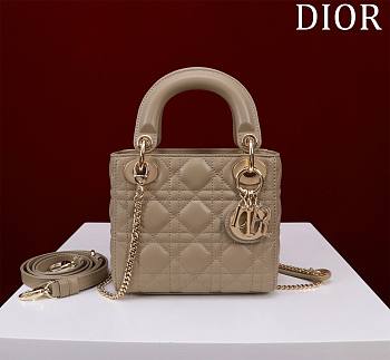 Kitlife Dior Lady Diana Taupe Leather Bag M0505 17x15x7cm 
