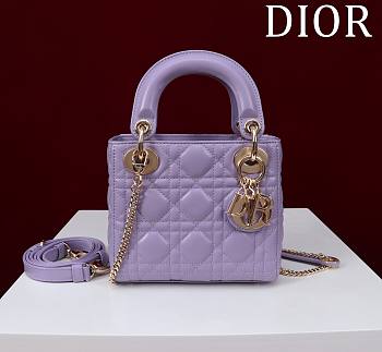 Kitlife Dior Lady Diana Purple Leather Bag M0505 17x15x7cm