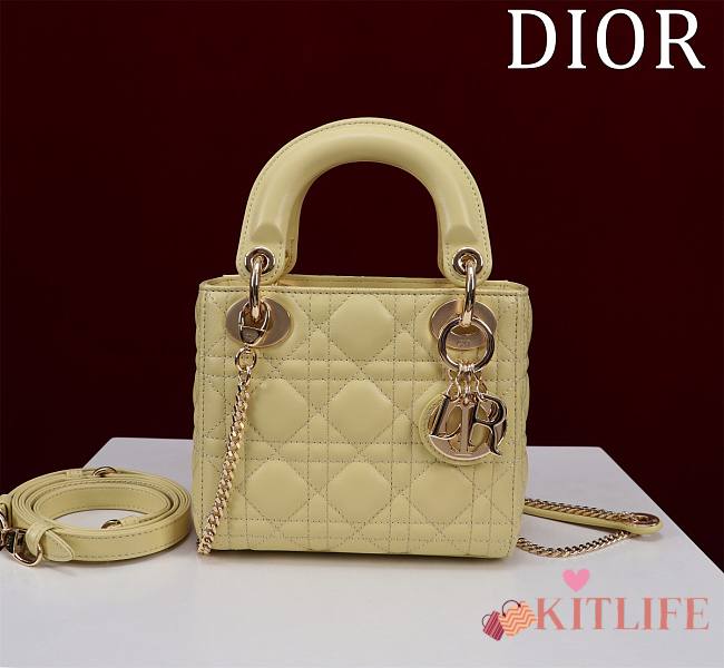 Kitlife Dior Lady Diana Yellow Leather Bag M0505 17x15x7cm - 1