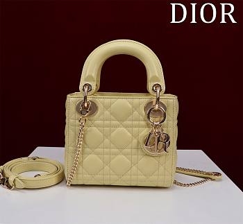 Kitlife Dior Lady Diana Yellow Leather Bag M0505 17x15x7cm