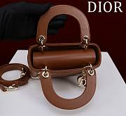 Kitlife Dior Lady Diana Brown Leather Bag M0505 17x15x7cm - 5