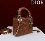 Kitlife Dior Lady Diana Brown Leather Bag M0505 17x15x7cm - 4