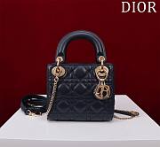 Kitlife Dior Lady Diana Dark Blue Leather Bag M0505 17x15x7cm - 1