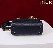 Kitlife Dior Lady Diana Dark Blue Leather Bag M0505 17x15x7cm - 6