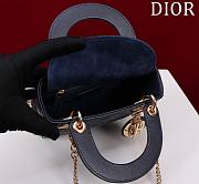 Kitlife Dior Lady Diana Dark Blue Leather Bag M0505 17x15x7cm - 5