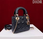 Kitlife Dior Lady Diana Dark Blue Leather Bag M0505 17x15x7cm - 4
