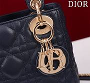 Kitlife Dior Lady Diana Dark Blue Leather Bag M0505 17x15x7cm - 3