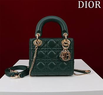 Kitlife Dior Lady Diana Green Leather Bag M0505 17x15x7cm