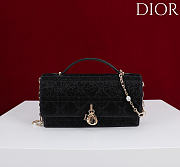 Kitlife Dior Mini Bag Black Microbead-Embroidered Cotton with Cannage Motif  21x11.5x4cm - 1