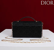 Kitlife Dior Mini Bag Black Microbead-Embroidered Cotton with Cannage Motif  21x11.5x4cm - 5