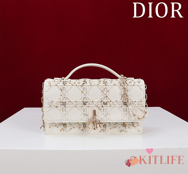 Kitlife Dior Lady Dior Pearl Clutch White 21x11.5x4.5cm - 1