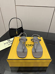 Kitlife Fendi Delfina FFold Dark Flip-flops Grey Cowhide Leather  - 1