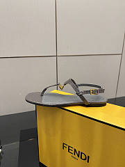 Kitlife Fendi Delfina FFold Dark Flip-flops Grey Cowhide Leather  - 6