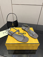 Kitlife Fendi Delfina FFold Dark Flip-flops Grey Cowhide Leather  - 2