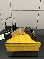 Kitlife Fendi Delfina FFold Dark Flip-flops Black Cowhide Leather  - 4