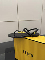 Kitlife Fendi Delfina FFold Dark Flip-flops Black Cowhide Leather  - 2