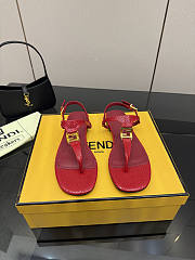 Kitlife Fendi Delfina FFold Dark Flip-flops Red Cowhide Leather  - 1