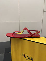 Kitlife Fendi Delfina FFold Dark Flip-flops Red Cowhide Leather  - 6