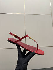 Kitlife Fendi Delfina FFold Dark Flip-flops Red Cowhide Leather  - 4