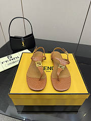 Kitlife Fendi Delfina FFold Dark Flip-flops Beige Cowhide Leather  - 1