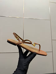 Kitlife Fendi Delfina FFold Dark Flip-flops Beige Cowhide Leather  - 5