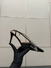 Kitlife Valentino Garavani Bow Embellished Satin Slingback Pumps Black  - 6