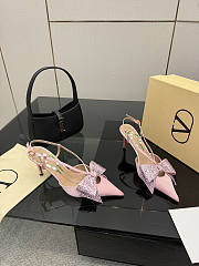 Kitlife Valentino Garavani Bow Embellished Satin Slingback Pumps Pink - 1
