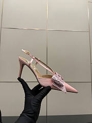 Kitlife Valentino Garavani Bow Embellished Satin Slingback Pumps Pink - 6