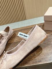 Kitlife Miu Miu Women's Beige Suede Ballerina Strap Flats - 4
