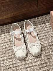 Kitlife Miu Miu Women's White Satin Ballerina Strap Flats - 1