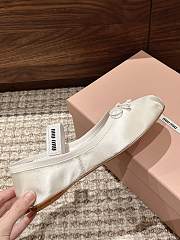 Kitlife Miu Miu Women's White Satin Ballerina Strap Flats - 5