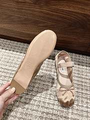 Kitlife Miu Miu Women's Beige Satin Ballerina Strap Flats  - 4