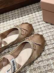 Kitlife Miu Miu Women's Beige Satin Ballerina Strap Flats  - 5