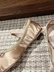 Kitlife Miu Miu Women's Beige Satin Ballerina Strap Flats  - 2