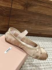 Kitlife Miu Miu Women's Beige Satin Ballerina Strap Flats  - 3