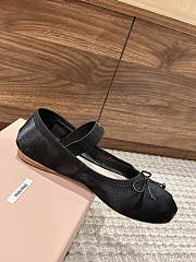 Kitlife Miu Miu Women's Black Satin Ballerina Strap Flats  - 4