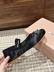 Kitlife Miu Miu Women's Black Satin Ballerina Strap Flats  - 3