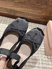 Kitlife Miu Miu Women's Black Satin Ballerina Strap Flats  - 5