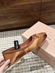 Kitlife Miu Miu Women's Brown Satin Ballerina Strap Flats  - 5