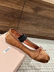 Kitlife Miu Miu Women's Brown Satin Ballerina Strap Flats  - 3